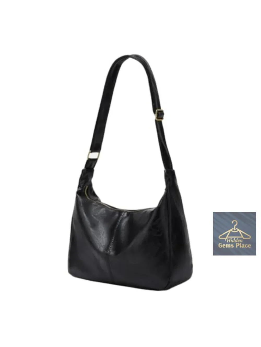 Slouchy Hobo Bag with Zipper Faux Leather Shoulder Bag